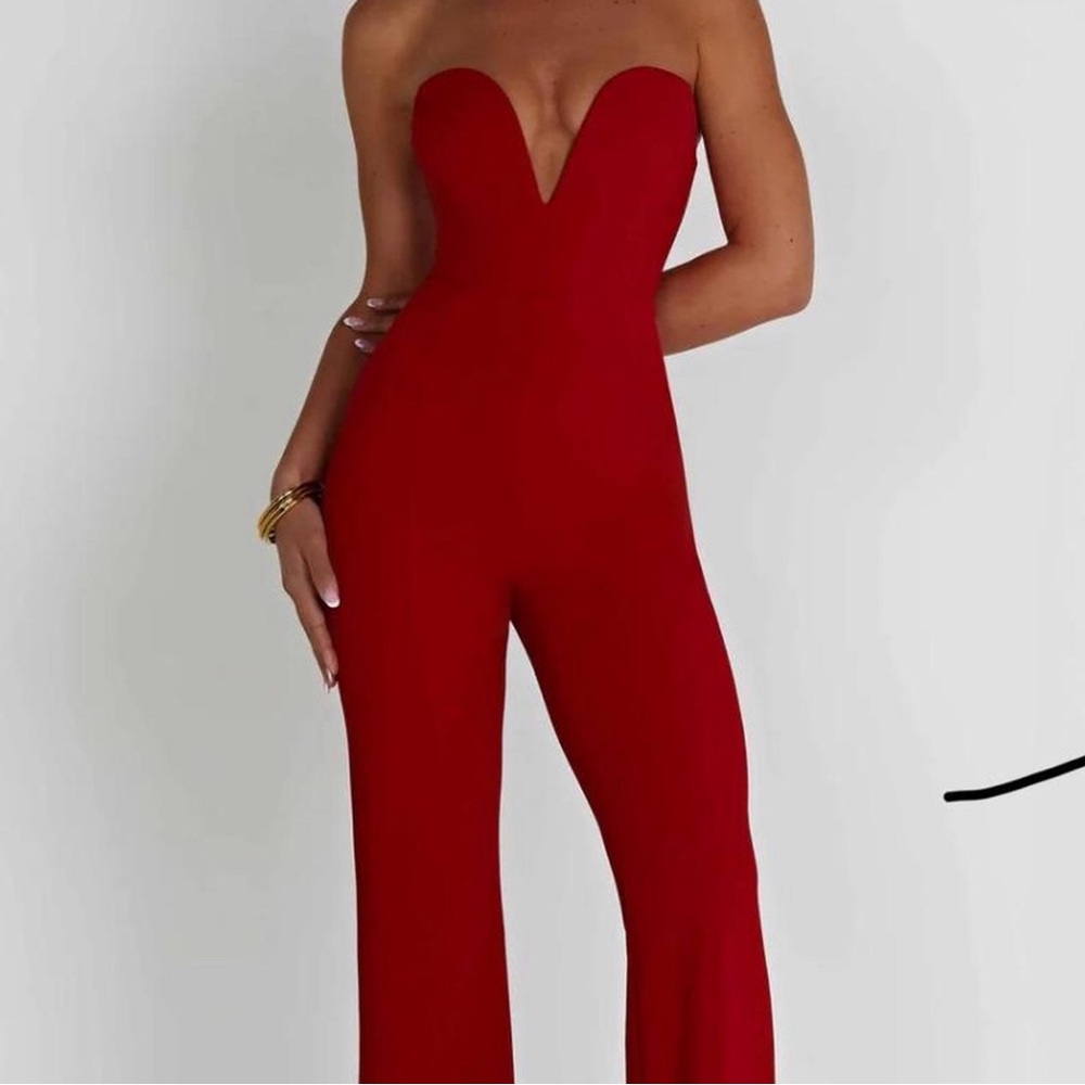 Vibrant Red High-Waisted Pantsuit